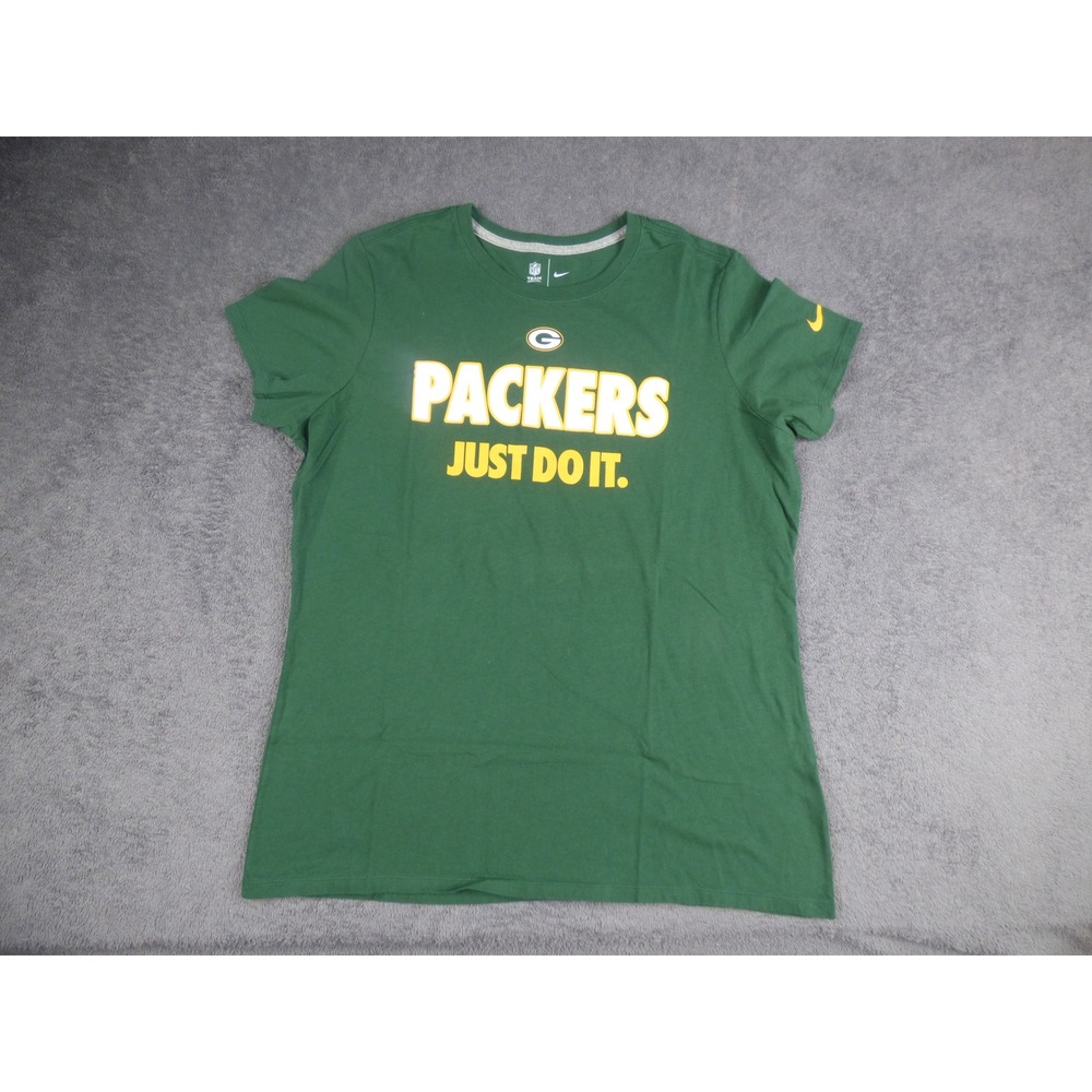 Nike NFL Green Bay Packers Just Do It T-Shirt Womens XL Green Short Sleeve Tee